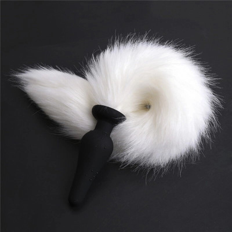 Анальна пробка з білим пухнастим хвостом Flirting Tail Wool від компанії Elektromax - фото 1