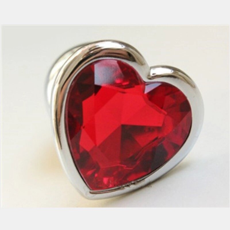 Анальна пробка з червоним каменем у формі серця Anal Plug Heart Medium від компанії Elektromax - фото 1