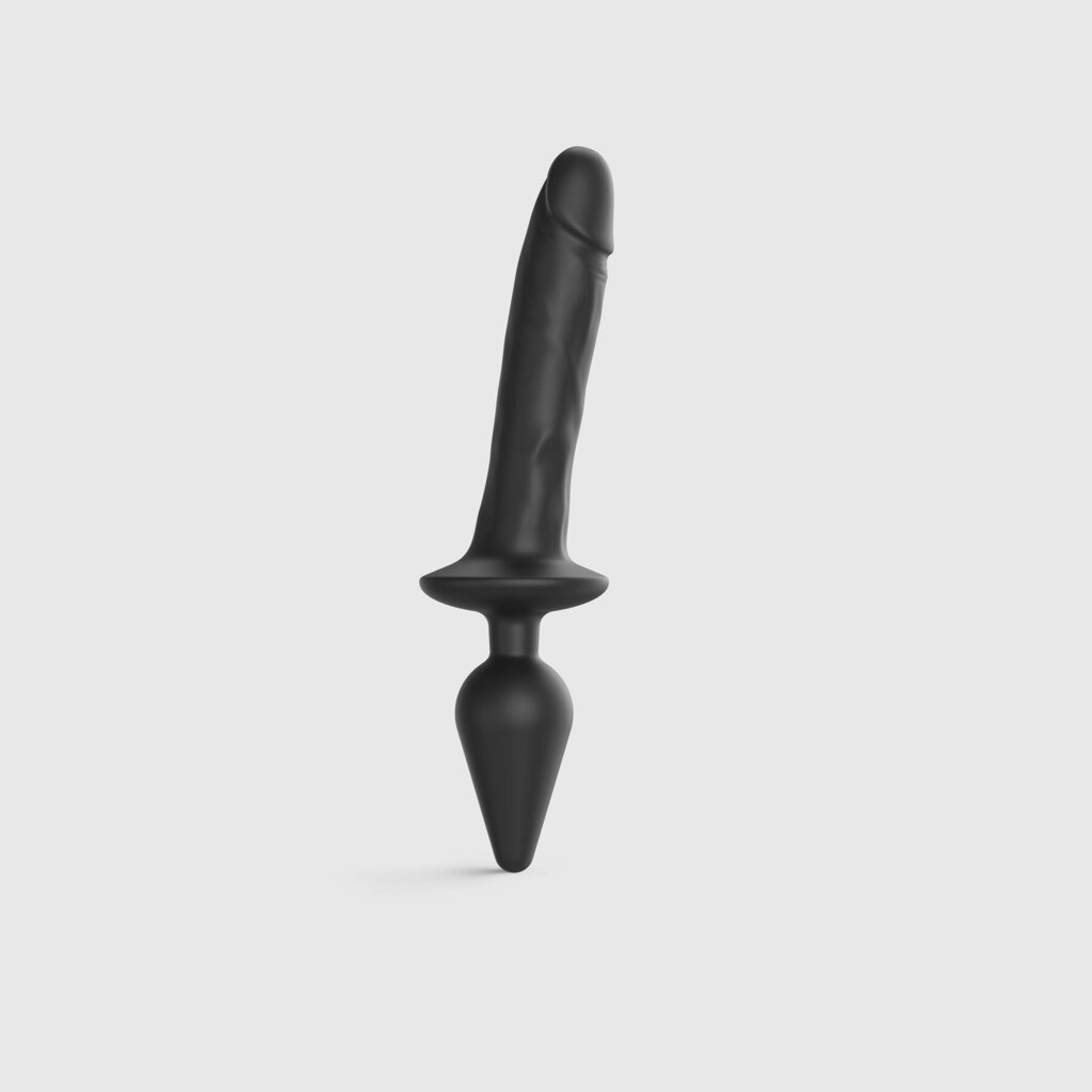 Анальна пробка з дилдо 2в1 Strap-On-Me SWITCH PLUG-IN REALISTIC DILDO Black XXL, діаметр 5,2/3,9 см від компанії Elektromax - фото 1