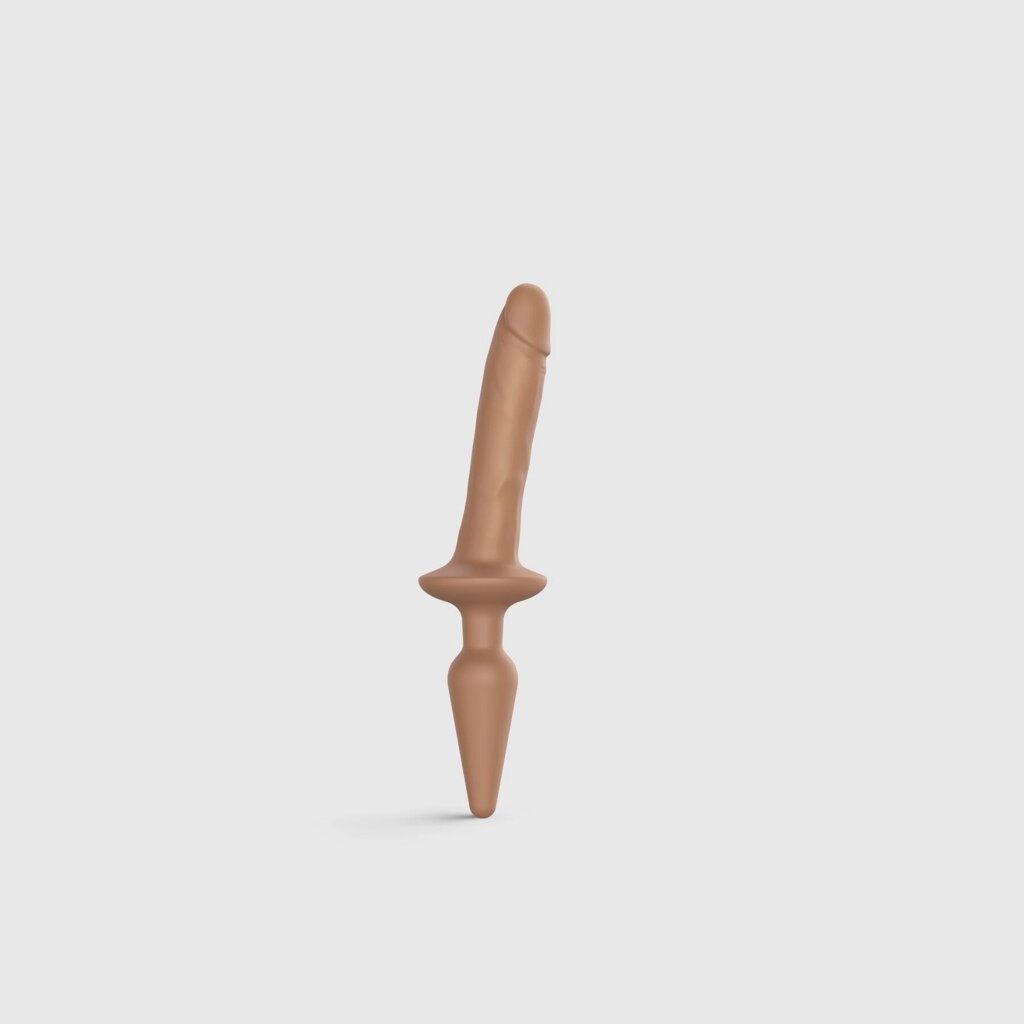 Анальна пробка з дилдо 2в1 Strap-On-Me SWITCH PLUG-IN REALISTIC DILDO Caramel S, діаметр 3,3/2,9 см від компанії Elektromax - фото 1