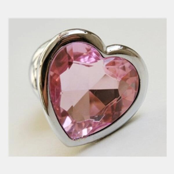Анальна пробка з світло-рожевим каменем у формі серця Anal Plug Heart Medium від компанії Elektromax - фото 1