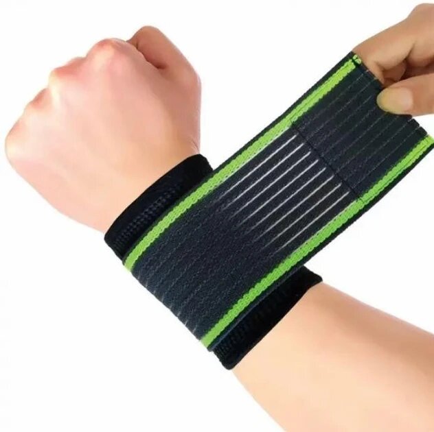 Бандаж еластичний для зап'ястя RIAS Wrists Support Black-Green від компанії Elektromax - фото 1