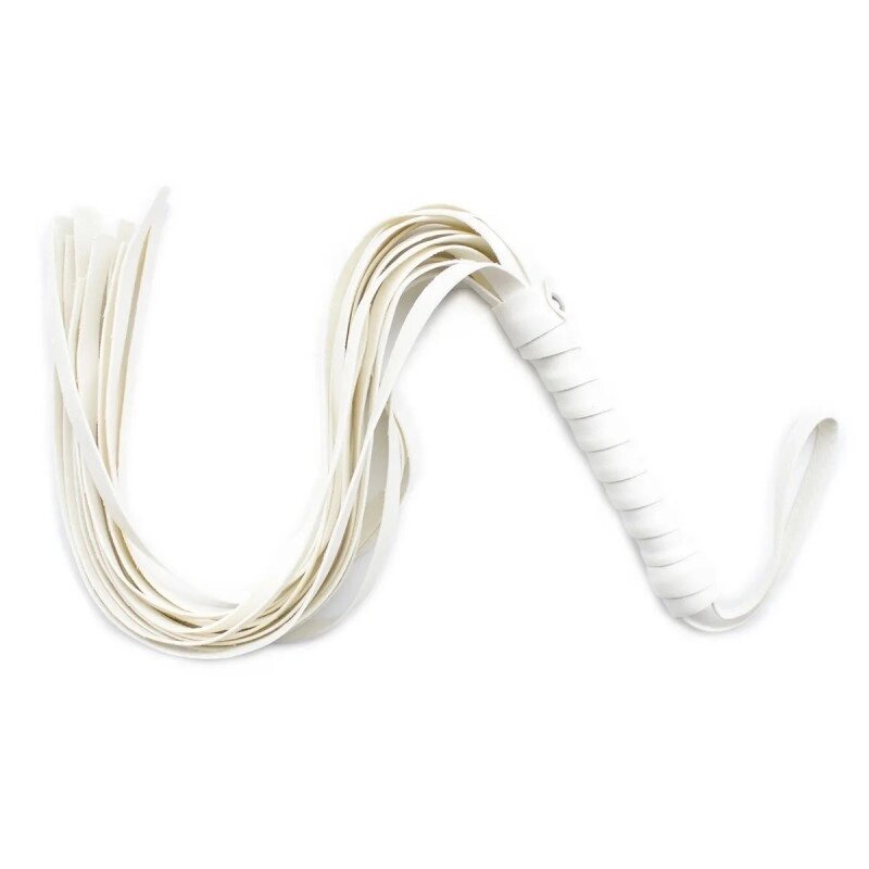Батіг з рукояткою для рольових ігор Flirt Whip Bound Leather White від компанії Elektromax - фото 1