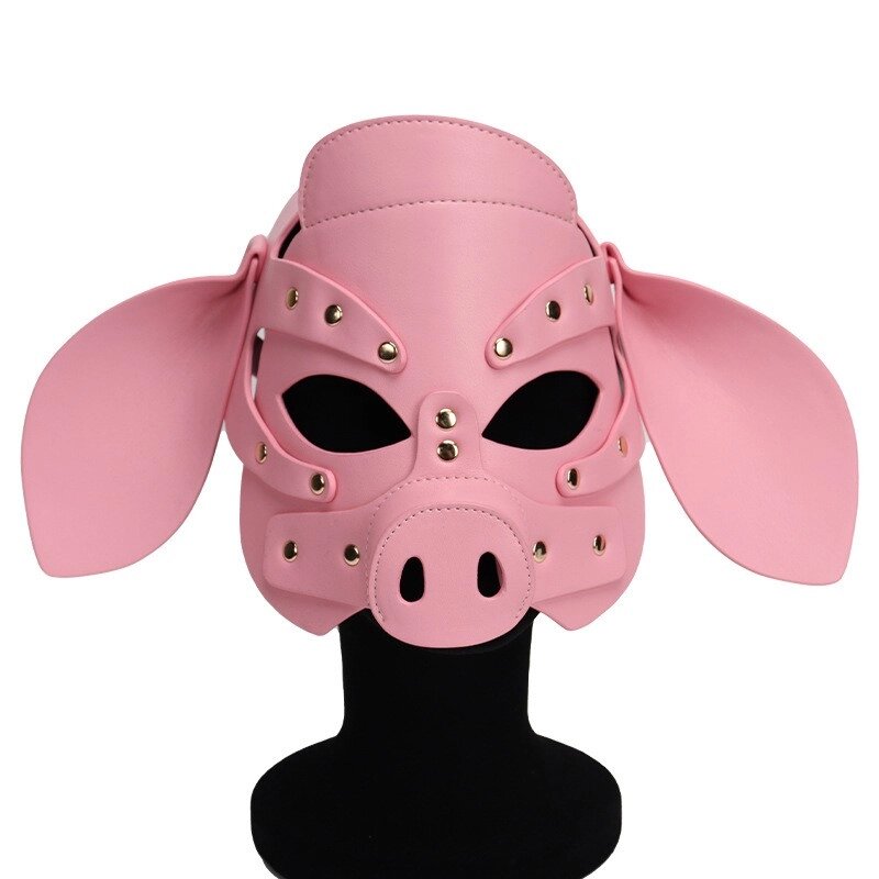 БДСМ маска голова свені Leather Pig Mask Pink від компанії Elektromax - фото 1