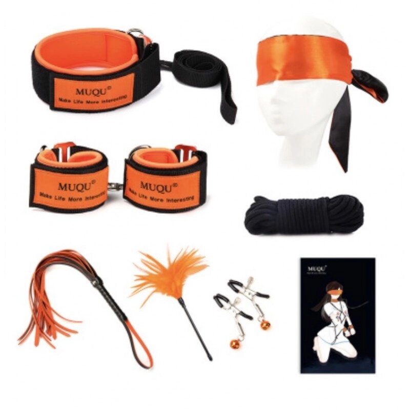 Бдсм набір помаранчевий з 7 предметів Orange Farvet Bondage Kit від компанії Elektromax - фото 1