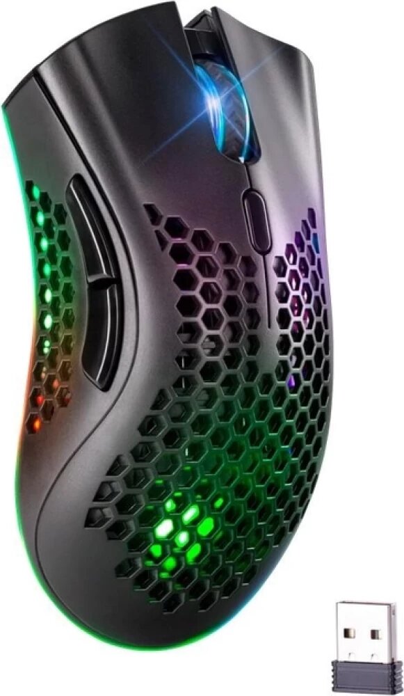 Бездротова Ігрова RGB Миша K-Snake BM600 2.4G з підсвічуванням Чорна від компанії Elektromax - фото 1