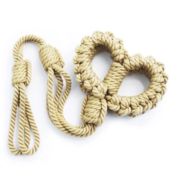 Бежеві наручники із бавовняної мотузки серії Rope Restraint від компанії Elektromax - фото 1