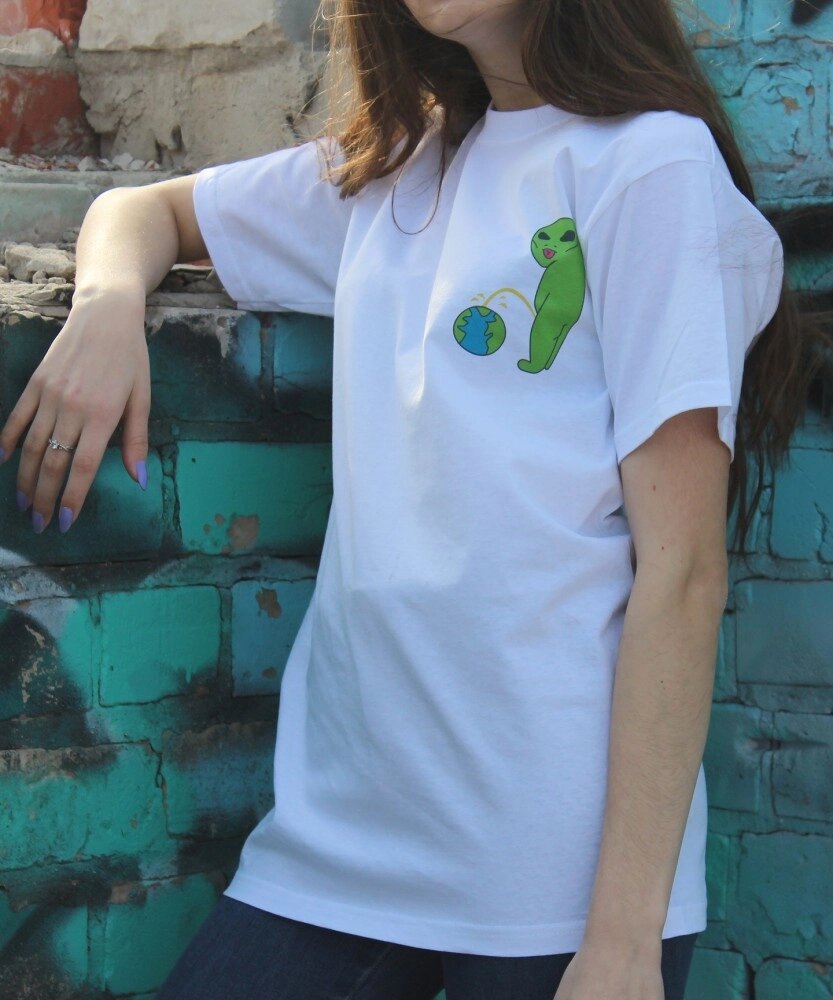 Біла футболка Ripndip c інопланетянином від компанії Elektromax - фото 1