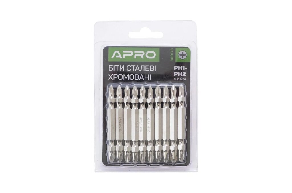 Біта Apro - PH1 x PH2 x 65 мм хром ( 10 шт. ) від компанії Elektromax - фото 1