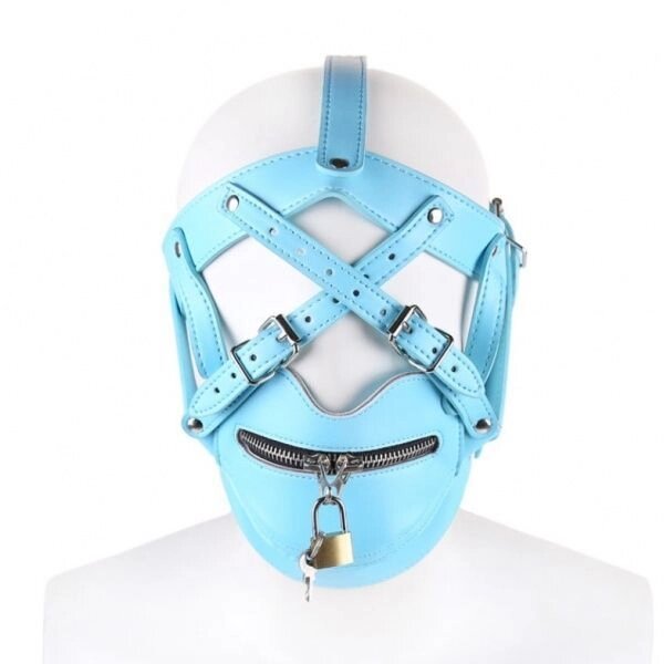 Блакитна маска з блискавкою на замку в районі рота Muzzle Zipper Mouth від компанії Elektromax - фото 1