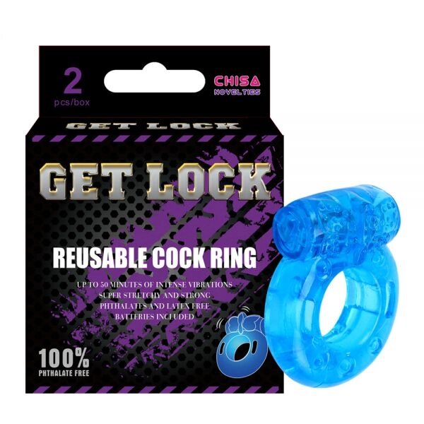 Блакитні ерекційні кільця із Горошинка альним стимулятором Vibrating Cock Rings Blue, 2 шт від компанії Elektromax - фото 1