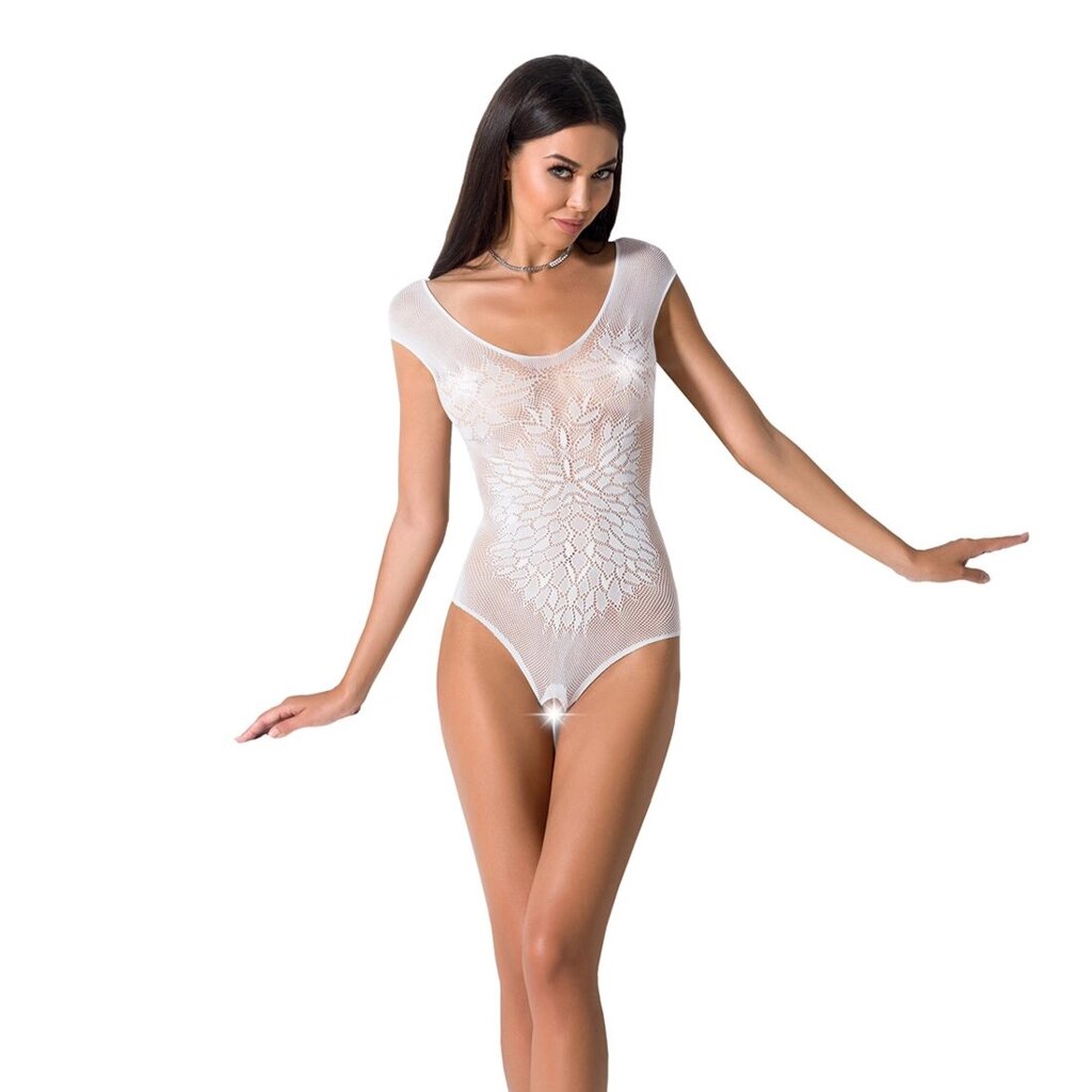 Бодістокінг Passion BS064 One Size, White, боді, закрите плече, відкритий доступ від компанії Elektromax - фото 1