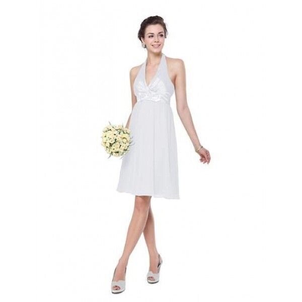 Чарівне світло -біле плаття з квітами на поясі від компанії Elektromax - фото 1