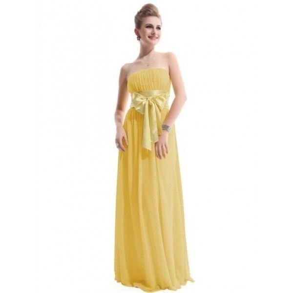 Чарівне жовте плаття без ремінця з луком від компанії Elektromax - фото 1