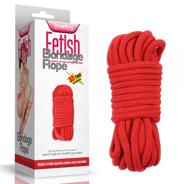 Червона мотузка для зв'язування Fetish Bondage Rope, 10 метрів від компанії Elektromax - фото 1
