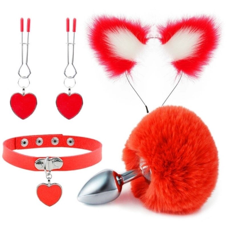 Червоний ніжний бдсм комплект Fur Sexy Kit від компанії Elektromax - фото 1