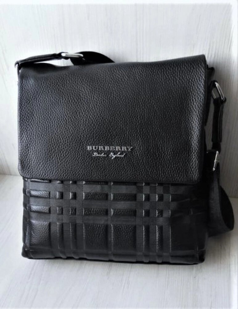 Чоловіча шкіряна сумка Burberry black від компанії Elektromax - фото 1