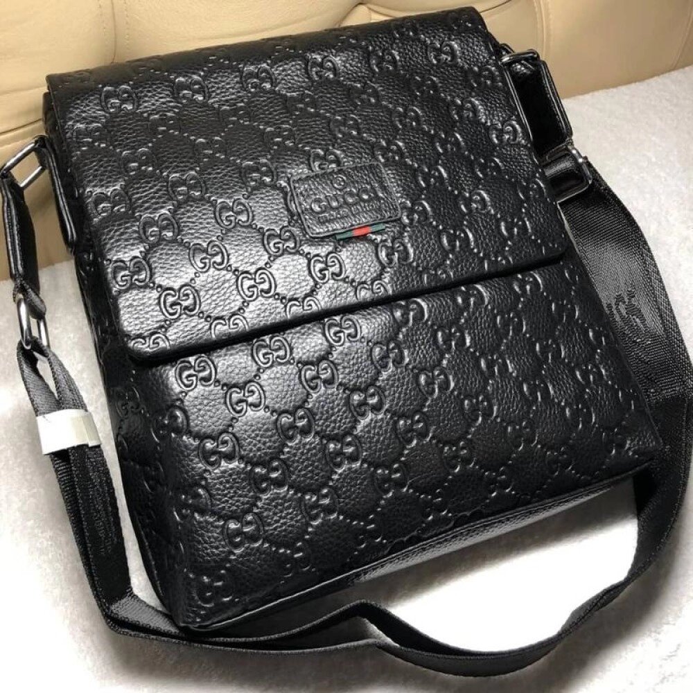 Чоловіча шкіряна сумка Gucci black від компанії Elektromax - фото 1