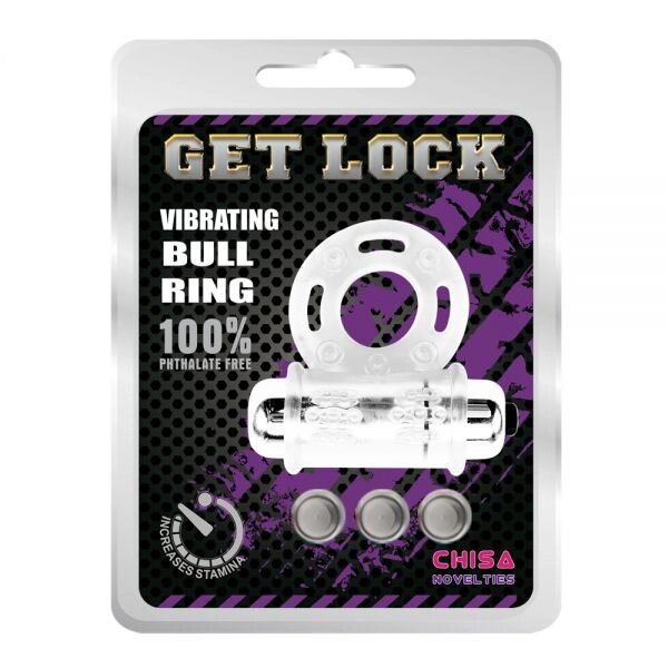 Чоловіче вібро кільце прозоре Get Lock Vibrating Bull Ring від компанії Elektromax - фото 1