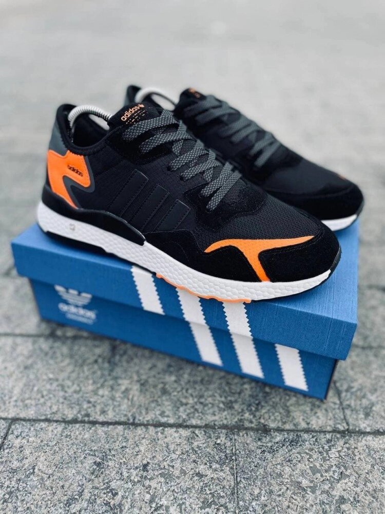 Чоловічі кросівки Adidas Jogger Black Orange ( Чорні з білою підошвою ) від компанії Elektromax - фото 1