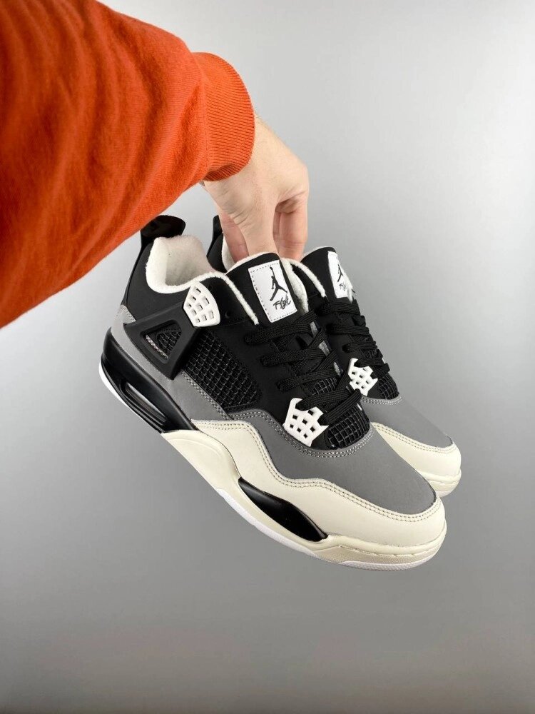 Чоловічі кросівки Nike Air Jordan 4 Retro Fleece black gray від компанії Elektromax - фото 1