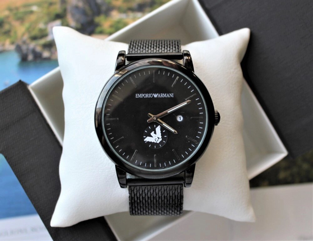 Чоловічі наручний годинник Emporio Armani black від компанії Elektromax - фото 1