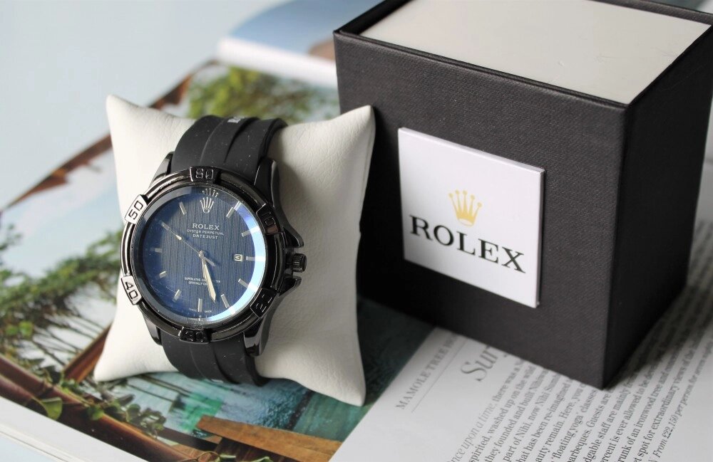 Чоловічі наручний годинник Rolex total black від компанії Elektromax - фото 1