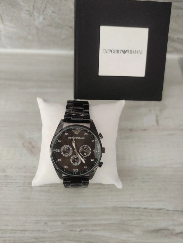 Чоловічий годинник Armani в коробці black від компанії Elektromax - фото 1