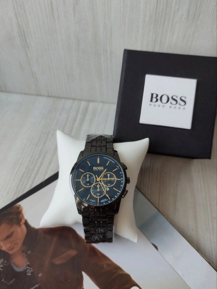 Чоловічий класичний наручний годинник Hugo Boss чорний від компанії Elektromax - фото 1