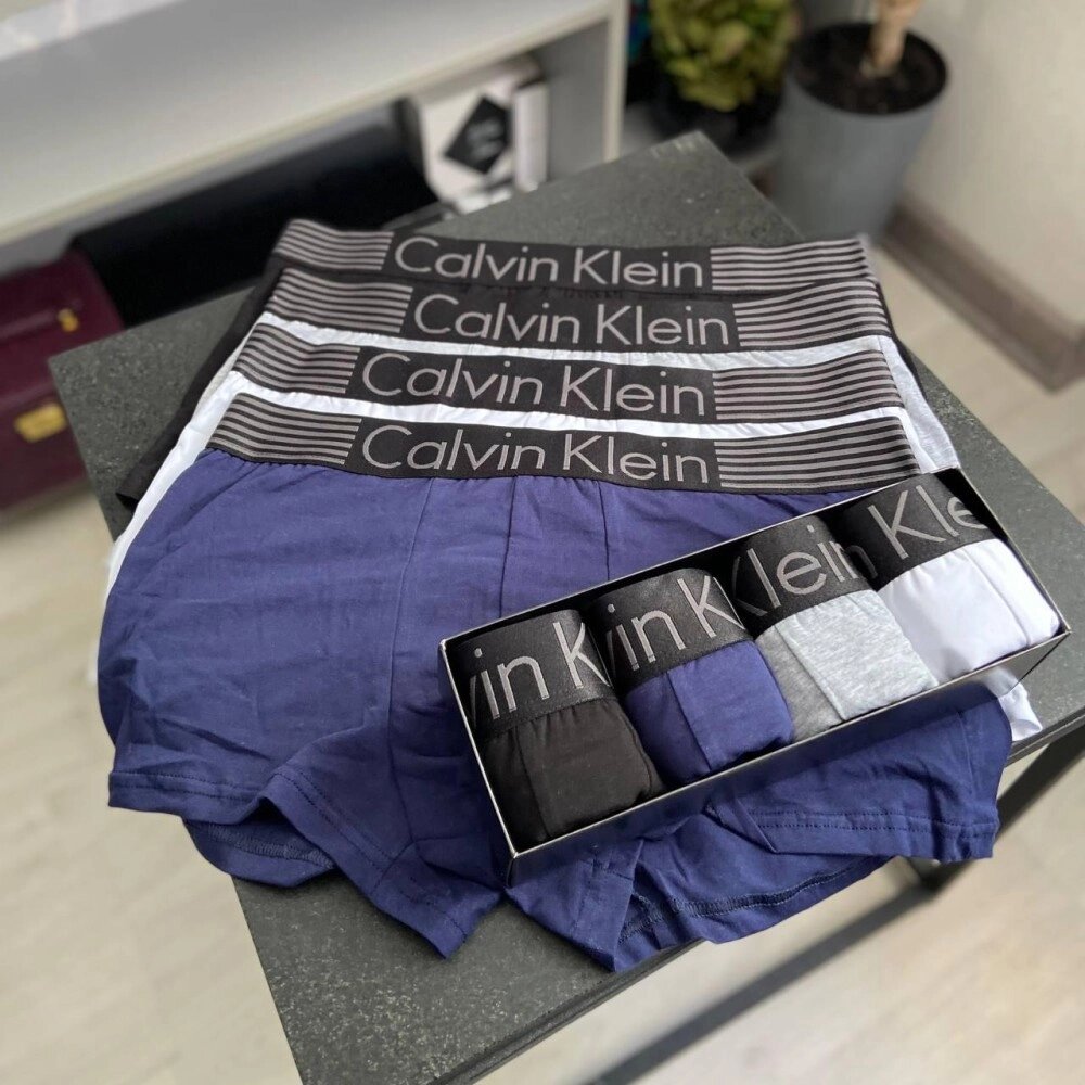 Чоловічий набір трусів 4 шт Calvin Klein колір чорний, сірий, білий, синій від компанії Elektromax - фото 1