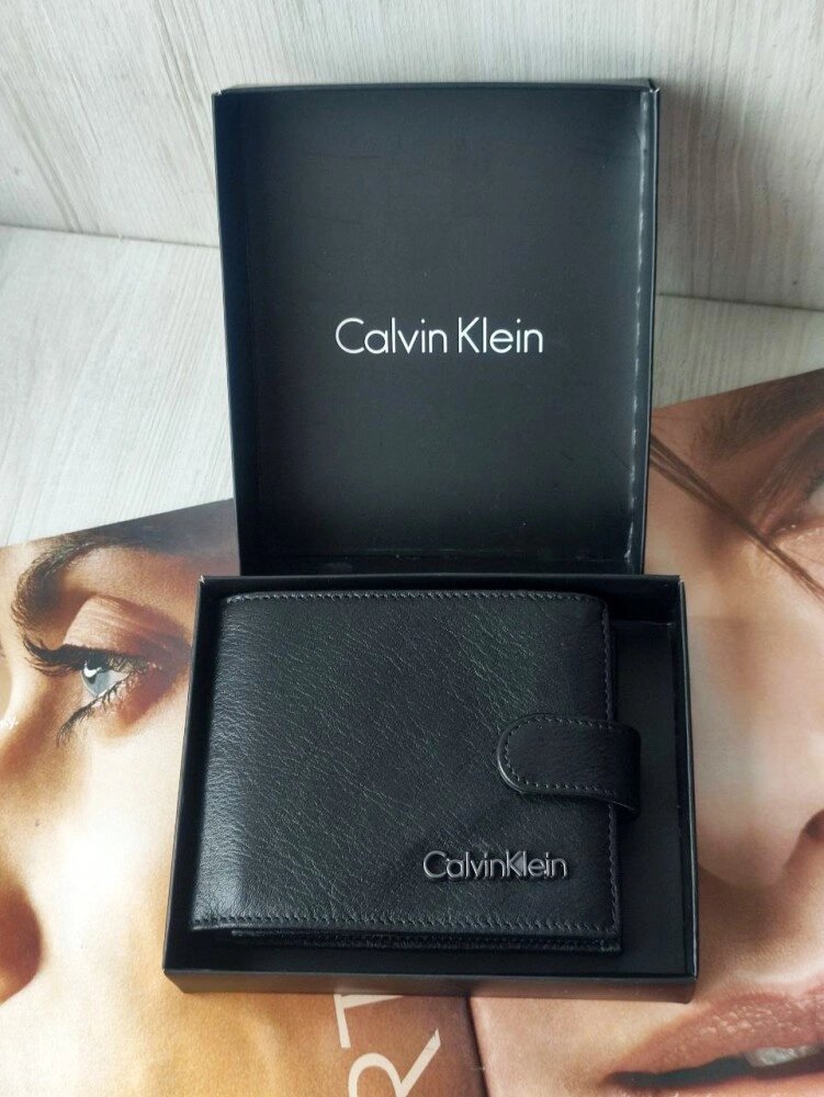 Чоловічий шкіряний гаманець black Calvin Klein від компанії Elektromax - фото 1