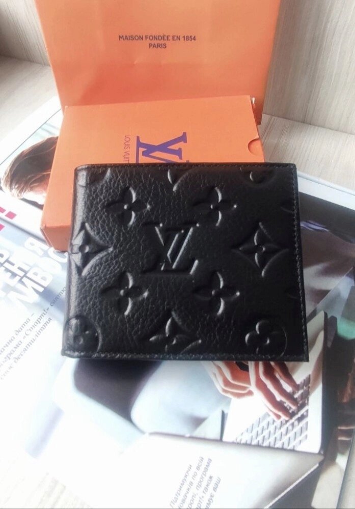 Чоловічий шкіряний гаманець Louis Vuitton black від компанії Elektromax - фото 1