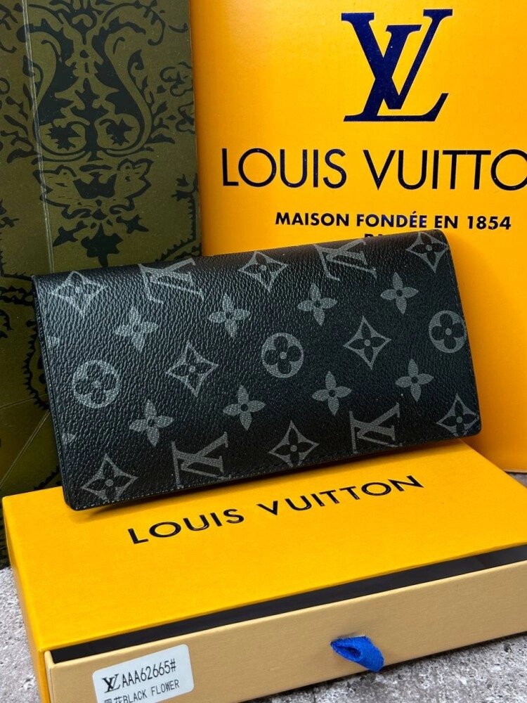 Чоловічий шкіряний гаманець Louis Vuitton Brazza Monogram Eclipse k041-1 від компанії Elektromax - фото 1