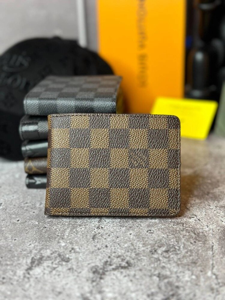 Чоловічий шкіряний гаманець Louis Vuitton Damier Ebene коричневий k021-2 від компанії Elektromax - фото 1