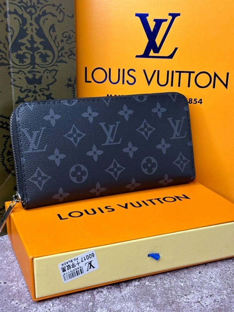 Чоловічий шкіряний гаманець Louis Vuitton Zippy Monogram Eclipse k037 від компанії Elektromax - фото 1