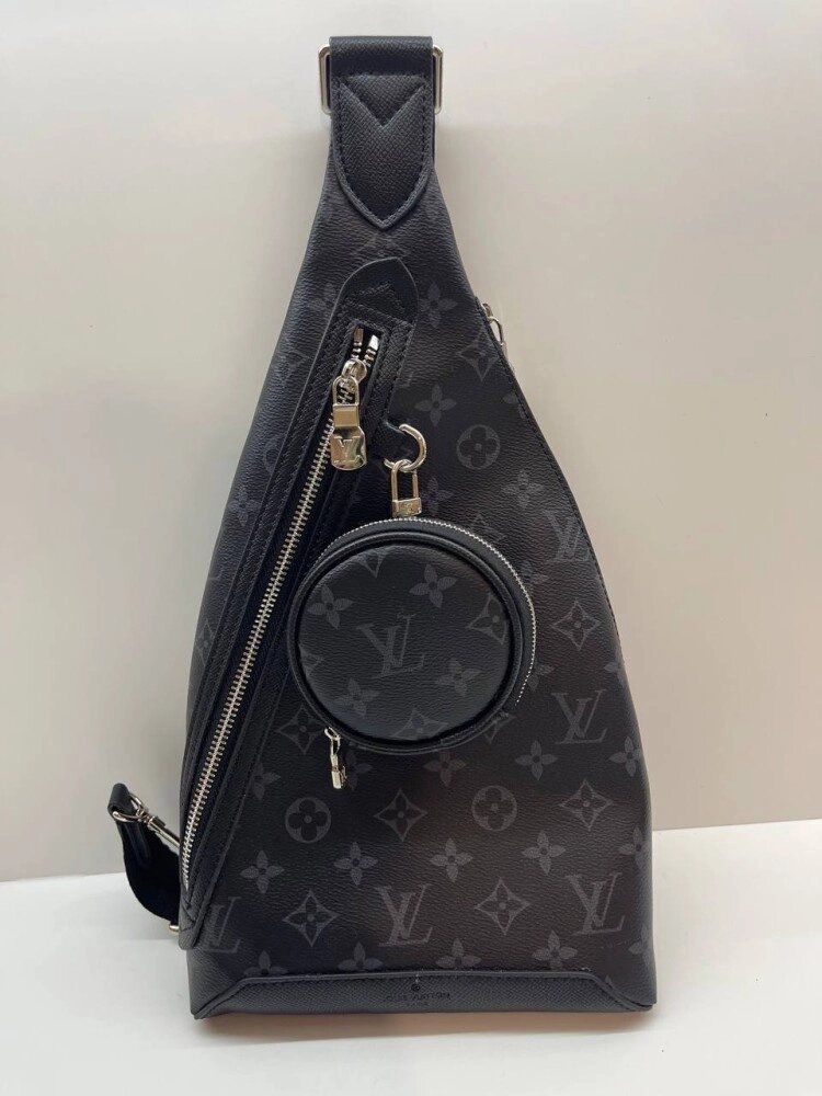 Чоловічий слінг Louis Vuitton Duo Monogram Eclipse, чорний від компанії Elektromax - фото 1