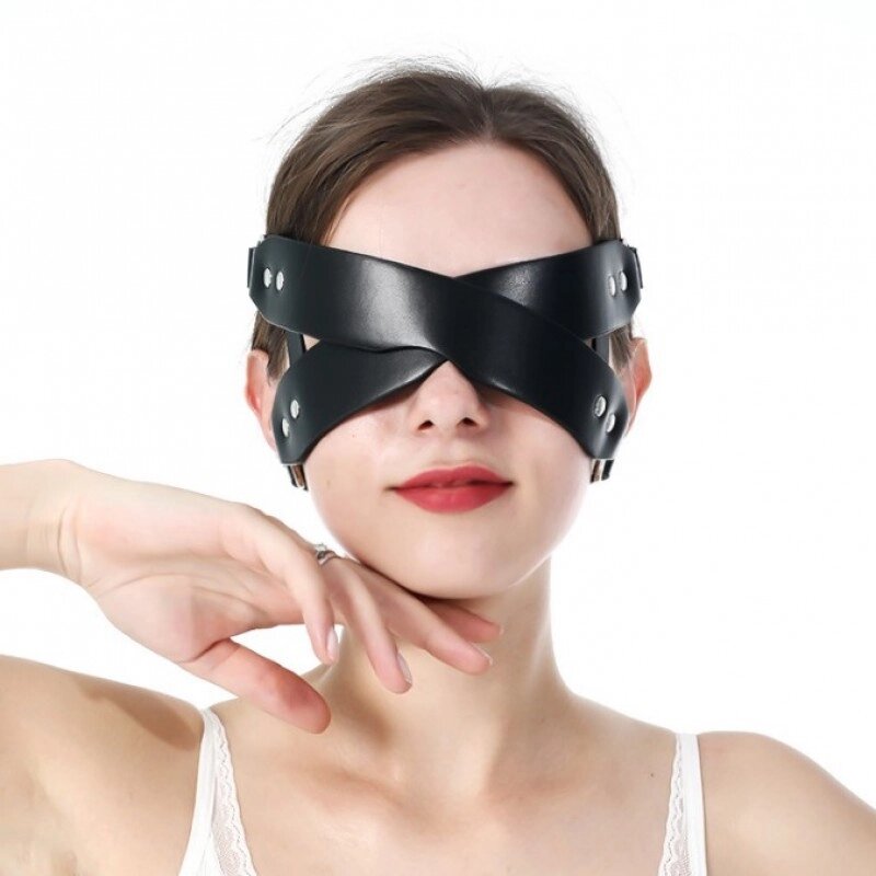 Чорна маска на очі у вигляді ременів Gothic Masquerade Cosplay Mask Rave Party від компанії Elektromax - фото 1