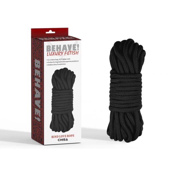 Чорна мотузка для зв'язувань Bind Love Rope, 10м від компанії Elektromax - фото 1