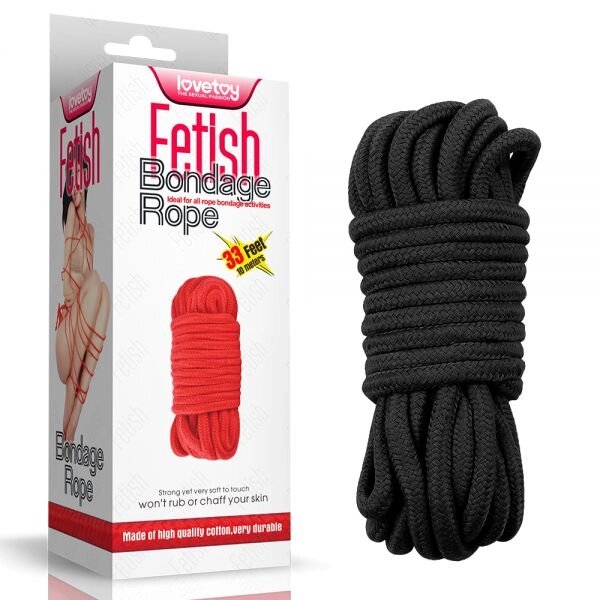 Чорна мотузка для зв'язування Fetish Bondage Rope, 10 метрів від компанії Elektromax - фото 1