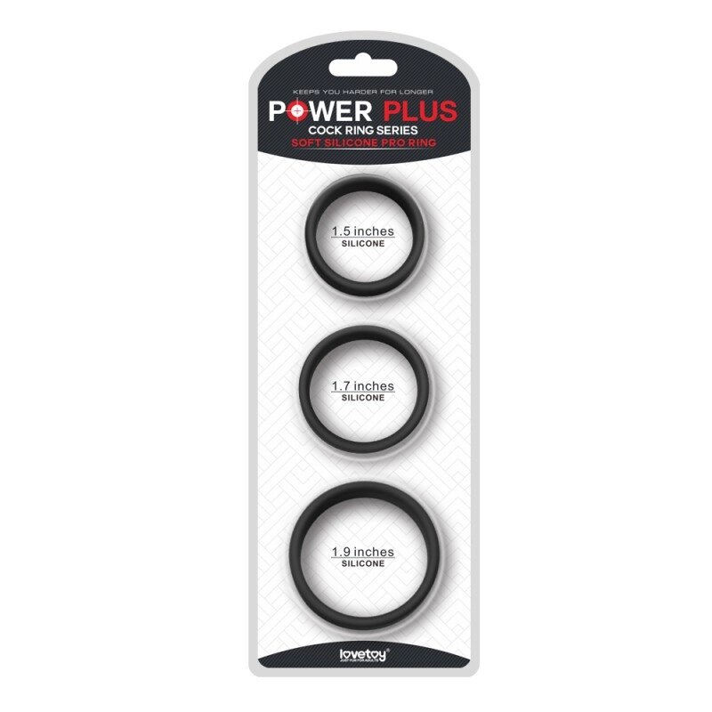 Чорні ерекційні кільця для стручка   Power Plus Soft Silicone Pro Ring від компанії Elektromax - фото 1