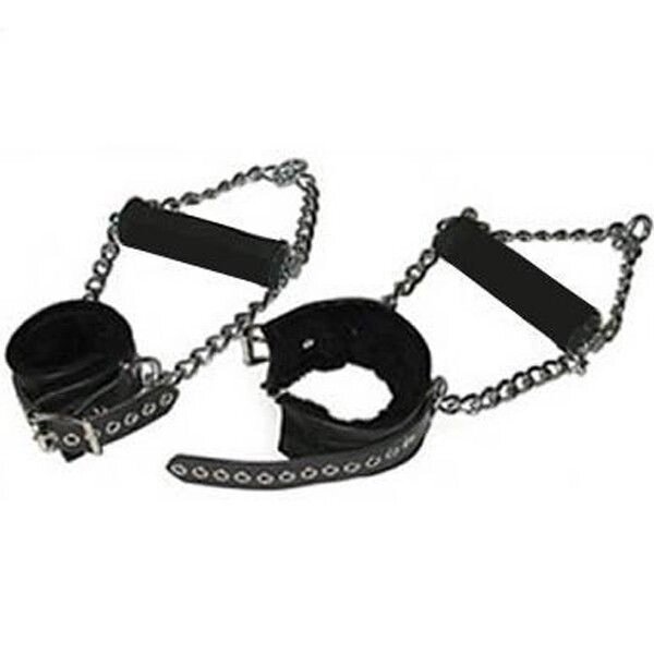 Чорні наручники з хутряною підкладкою від компанії Elektromax - фото 1