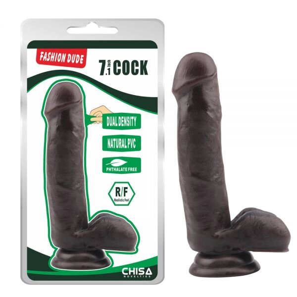 Чорний  Масажер   на присоске Fashion Dude 7.1 Inch Cock від компанії Elektromax - фото 1