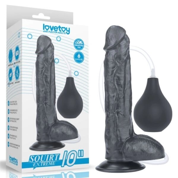 Чорний  Масажер   на присоске Squirt Extreme Dildo Black 10.0 від компанії Elektromax - фото 1