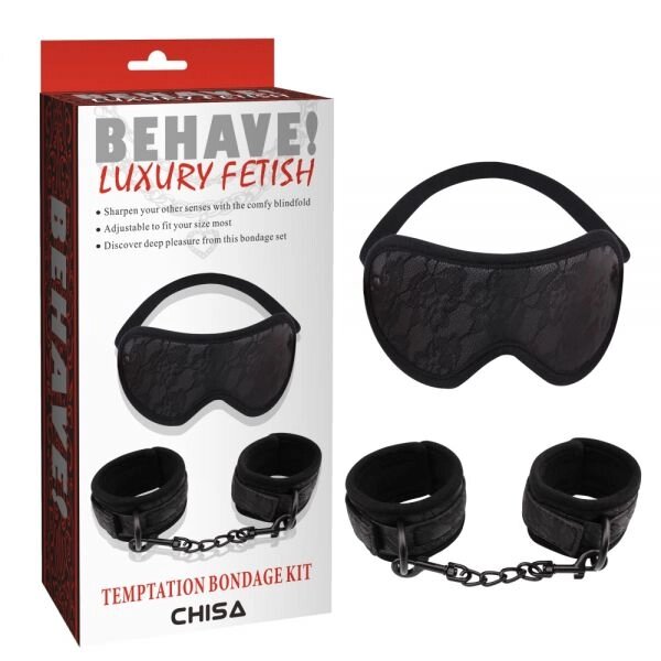 Чорний набір з маски та наручників Temptation Bondage Kit від компанії Elektromax - фото 1