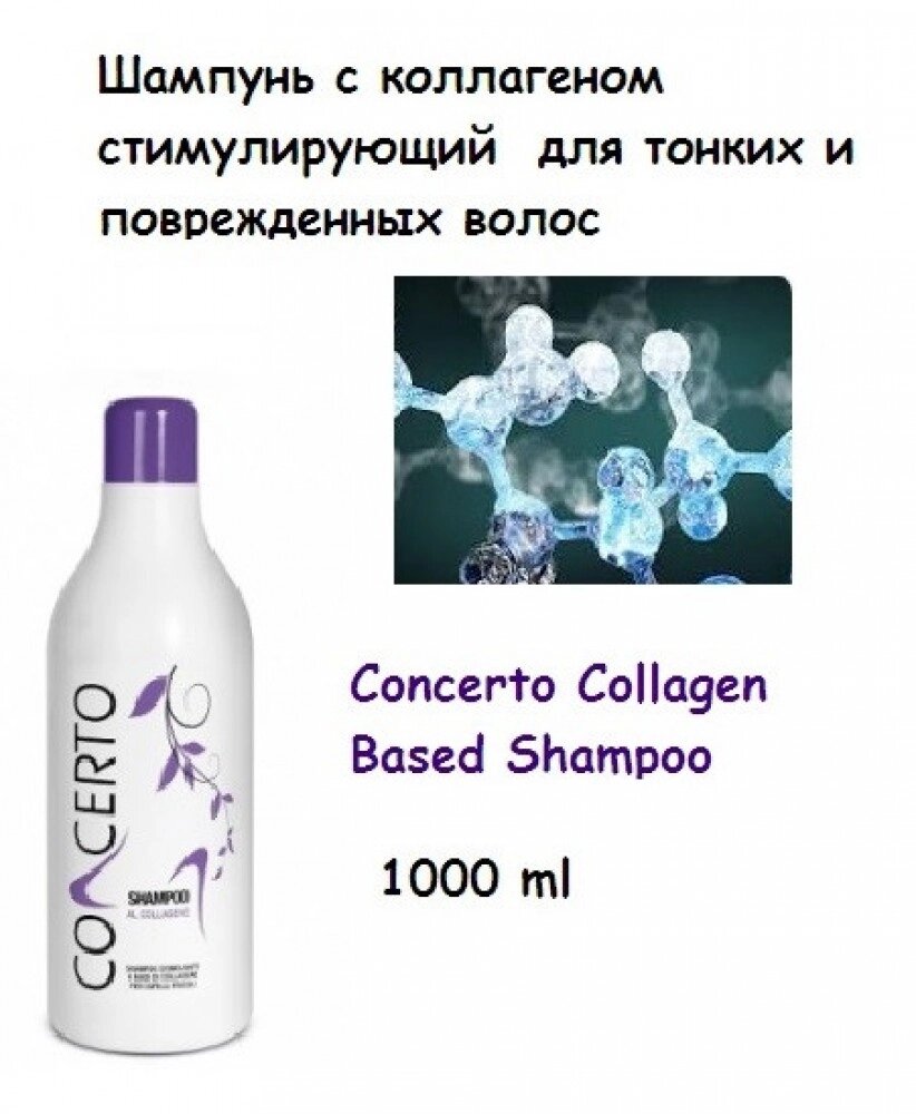 Concerto Collagen Based Shampoo / Шампунь стимулюючий з колагеном для тонких і пошкоджених волосся 1000 ml від компанії Elektromax - фото 1