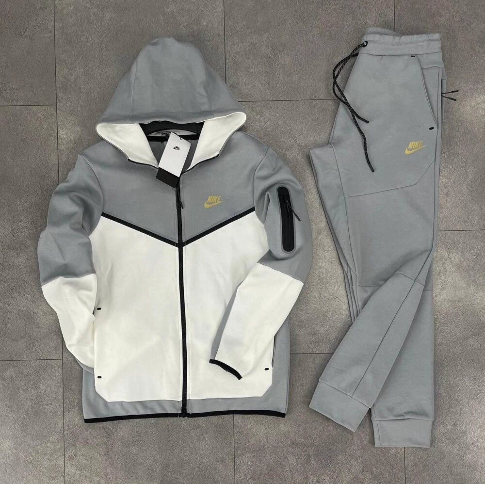 Cпортивний костюм Nike Tech Fleece, сіро-білий від компанії Elektromax - фото 1