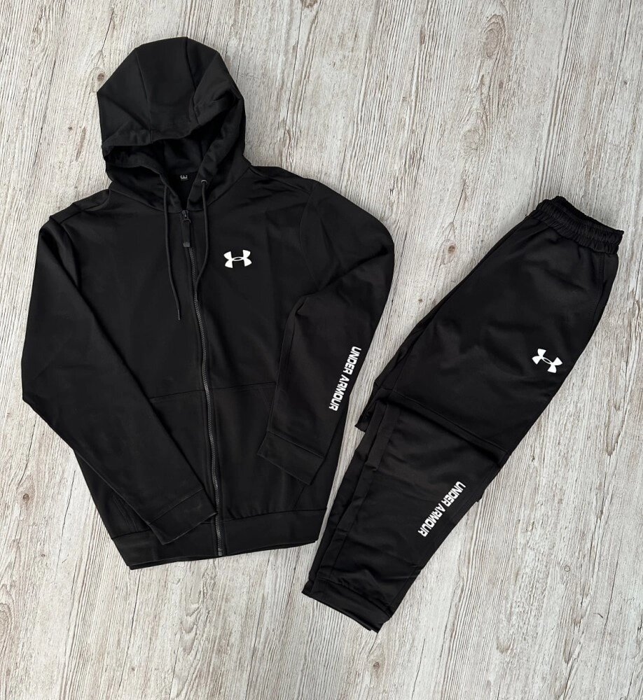 Демісезонний спортивний костюм Under Armour чорна кофта на змійці + чорні штани (двонитка) RD145/RD150 від компанії Elektromax - фото 1