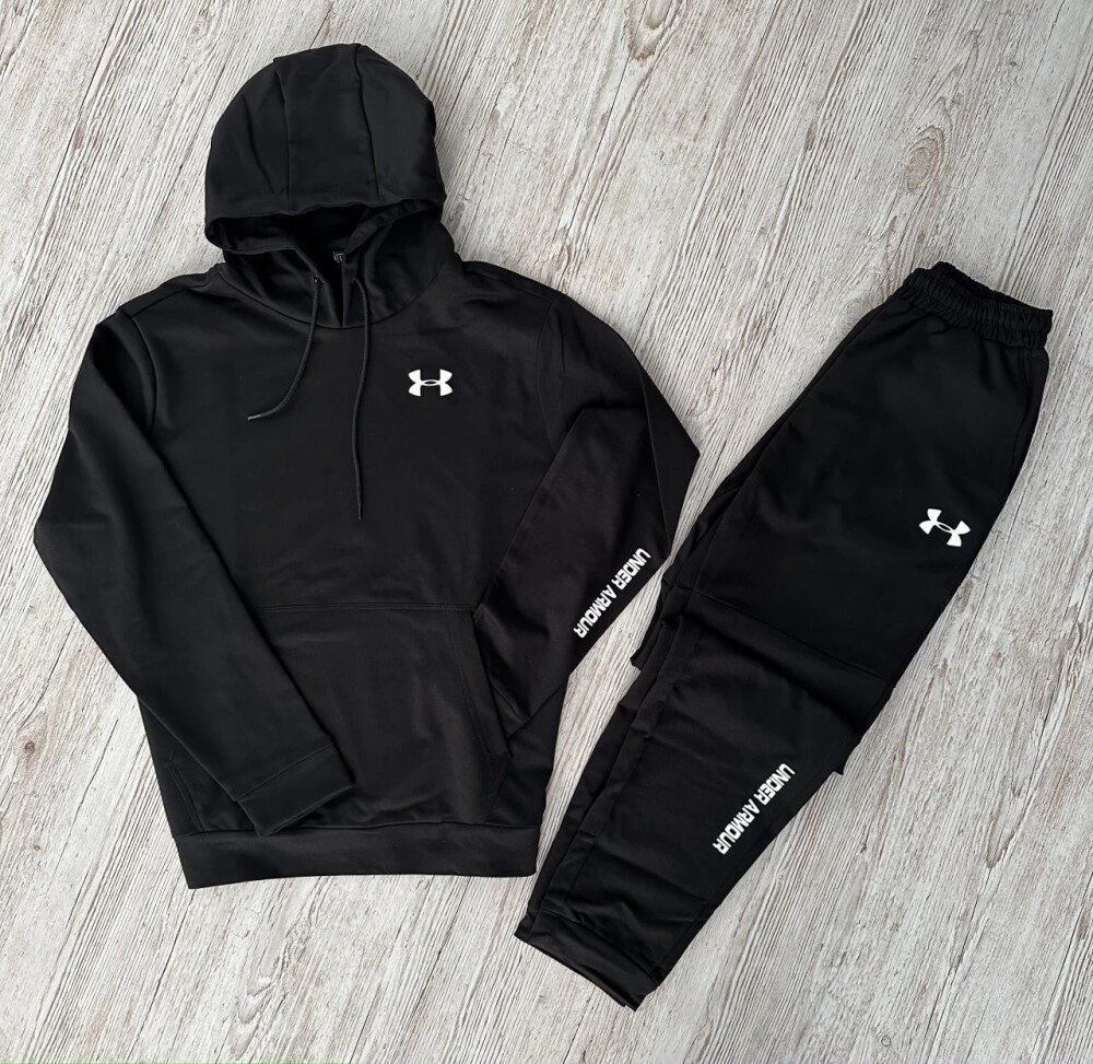 Демісезонний спортивний костюм Under Armour чорний худі + чорні штани (двонитка) RD144/RD150 від компанії Elektromax - фото 1