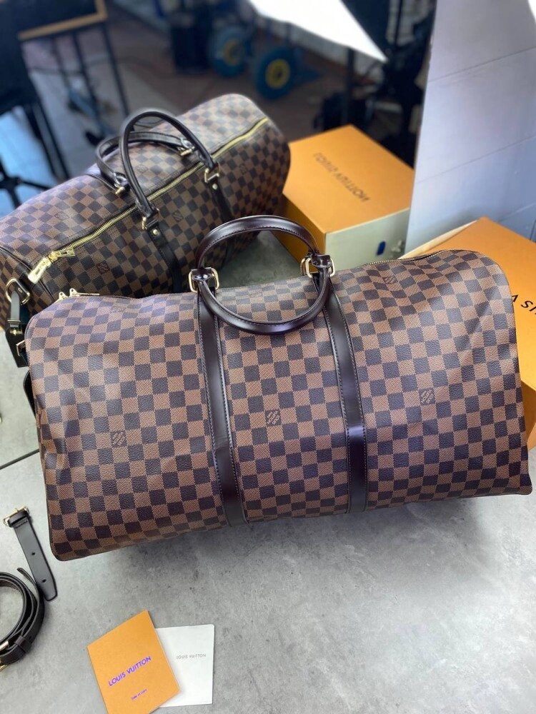 Дорожня сумка Louis Vuitton коричнева шашка c097 від компанії Elektromax - фото 1