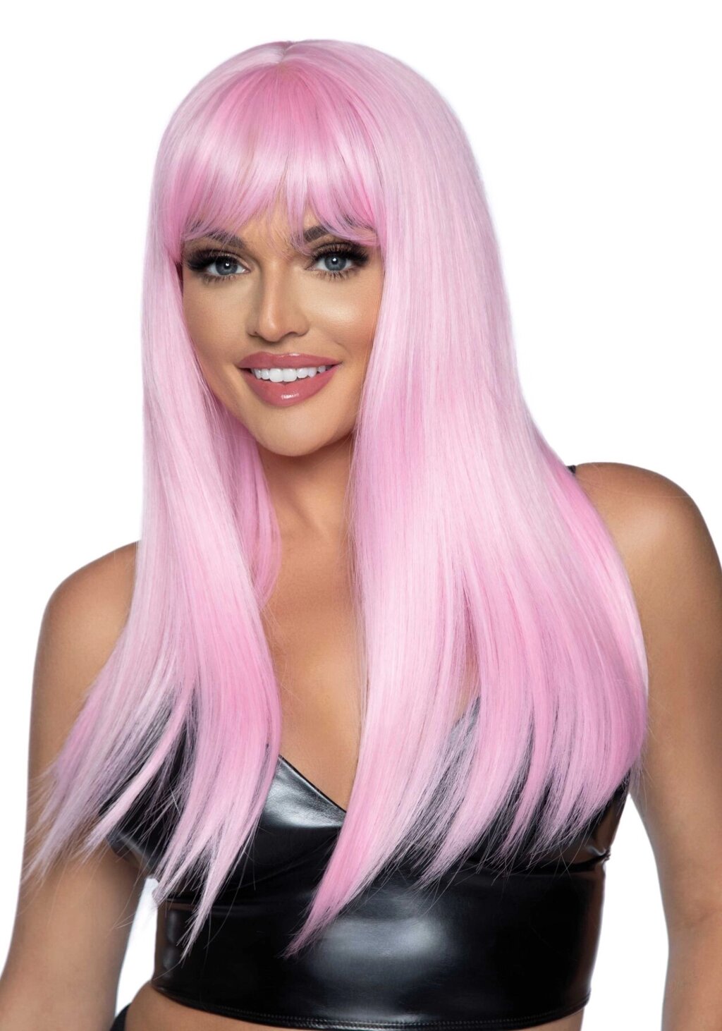 Довга рожева перука Leg Avenue Long straight bang wig Pink, гладенька, 61 см від компанії Elektromax - фото 1